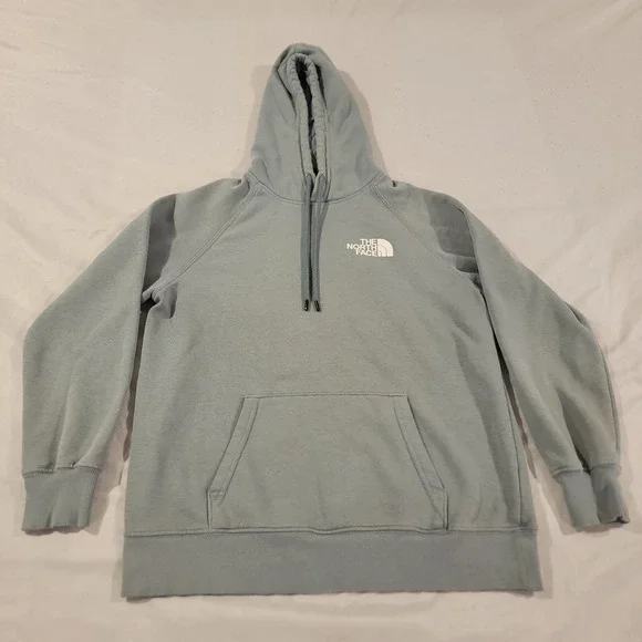 The NORTH FACE ~ Light Blue Sweatshirt Hoodie Kangaroo Pockets Mens Medium -VG - Picture 3 of 7